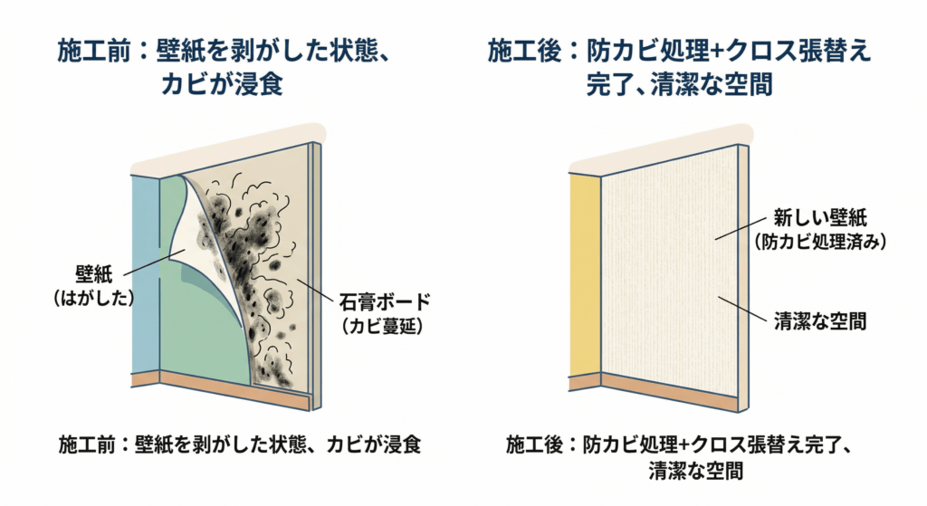 カビ取り施工前と施工後の比較画像